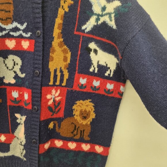 Charter Club By Jame Justin Navy Blue Noah's Ark Wool Blend Cardigan Size Small - Picture 3 of 8